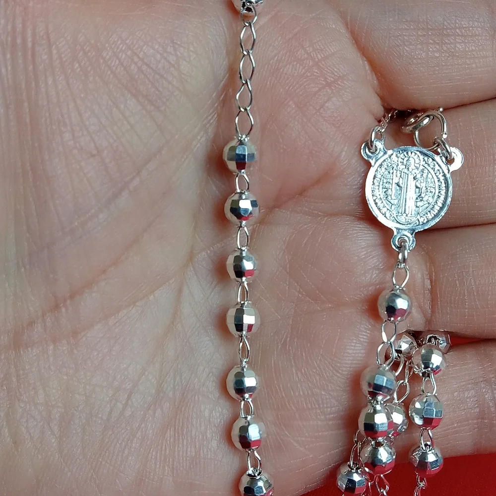 925‎ sterling SILVER men and women/Catholic ROSARIO necklace